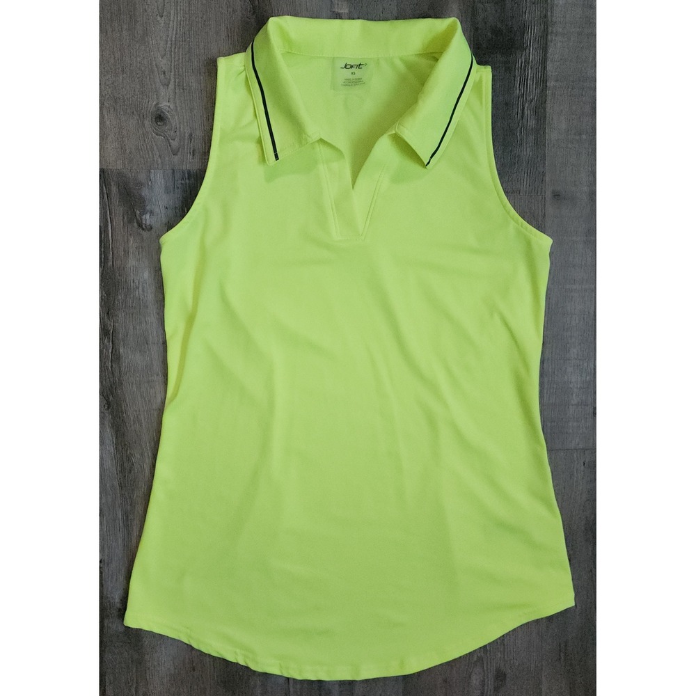 Jofit Sleeveless Polo Women XS Neon Lime Green Golf Tennis V-Neck Top